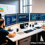 CI CD 파이프라인과 DevOps의 관계 - A modern software development team collaborating in a bright, open office space filled with multiple...