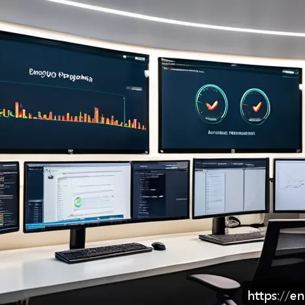 CI CD 파이프라인 구축을 위한 도구 비교 - A modern DevOps team collaborating around multiple computer screens displaying Jenkins pipelines wit...