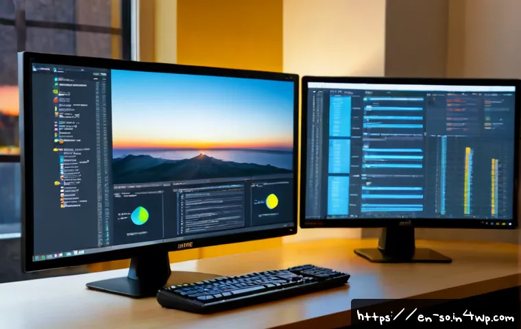 Home 17 CI CD 파이프라인의 활동 자동화 - Photorealistic modern software engineering workspace, a focused developer monitoring an automated CI...
